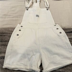Levi's White Jean Shorts Overalls